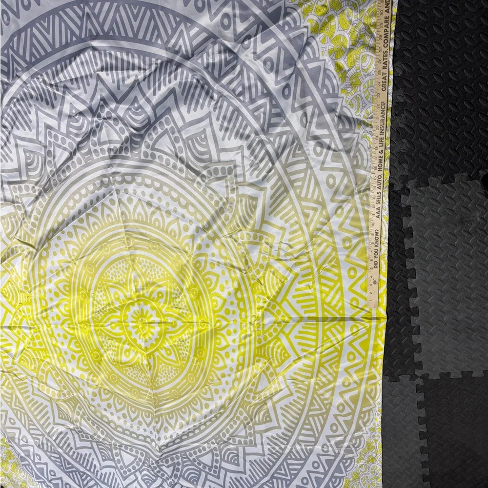 Yellow, Grey and White Mandala Tapestry
